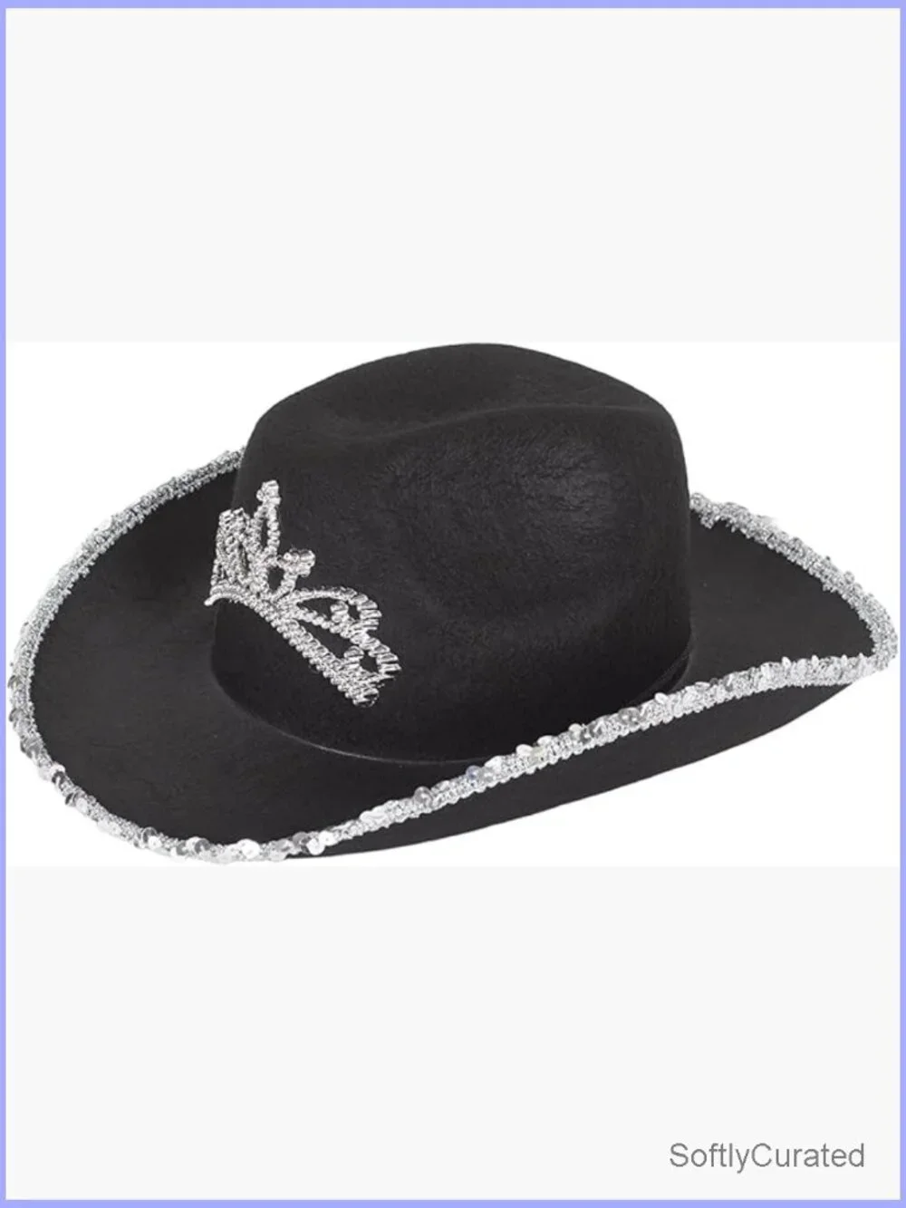 Preppy Sparkly Cowboy Hat Cowgirl Hat with Tiara Crown Sequins